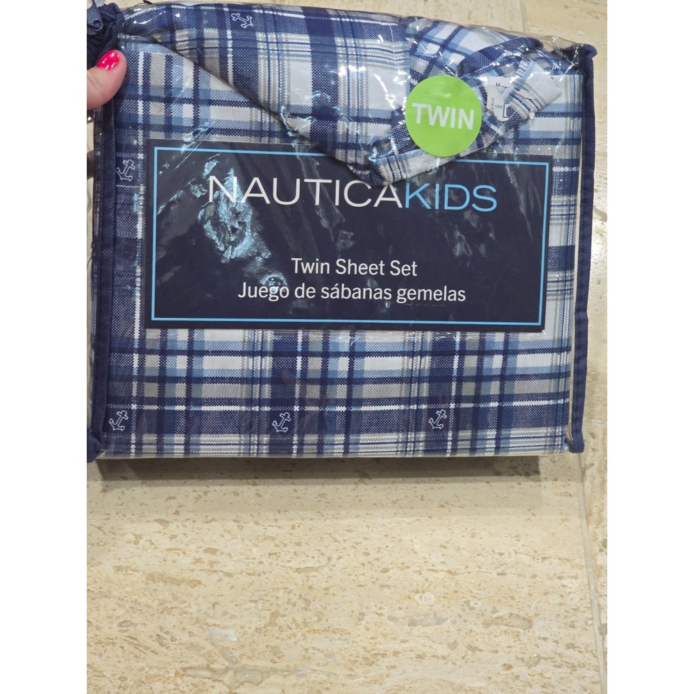 Nautica Kids Anchors Twin Set Fitted Flat Pillowcase 3pc Set New